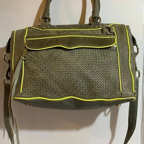 Rebecca Minkoff grey green leather satchel handbag - Picture 7 of 14